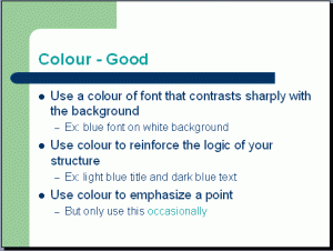 Presentation Colour Examples